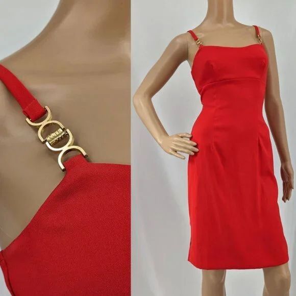 Vintage 90s My Michelle Mini Dress Red Empire Waist Sleeveless Jr Size 5/6 - Picture 1 of 10